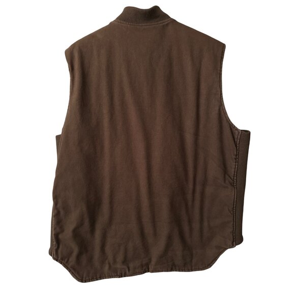 Craftsman Vintage Brown Work Vest Canvas Quilted With Zipper Close & Pockets XL - Picture 2 of 8